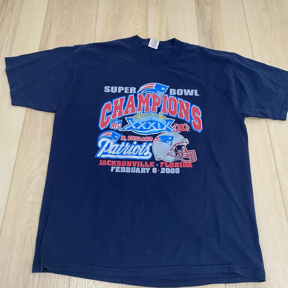 Vintage Superbowl 2005 Patriots vs Eagles Champions Florida Blue Size XL